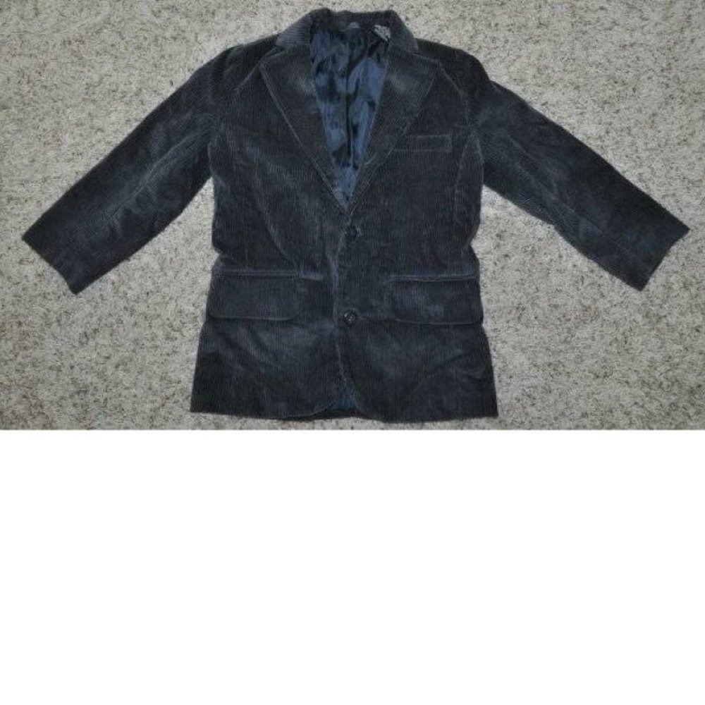 Boys Corduroy Blazer 4/5 Blue Single Breasted Suit Jacket Lined 3 Pocket George